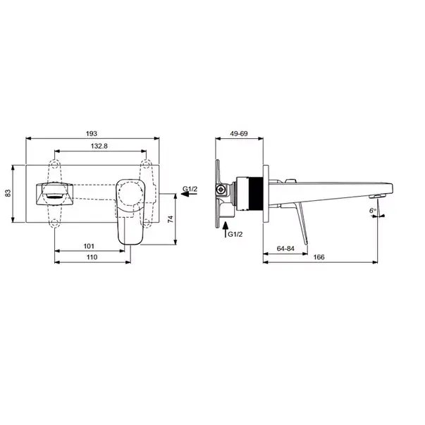 Baterie lavoar incastrata cu monocomanda Ideal standard Ceraplan fara corp incastrat [4]