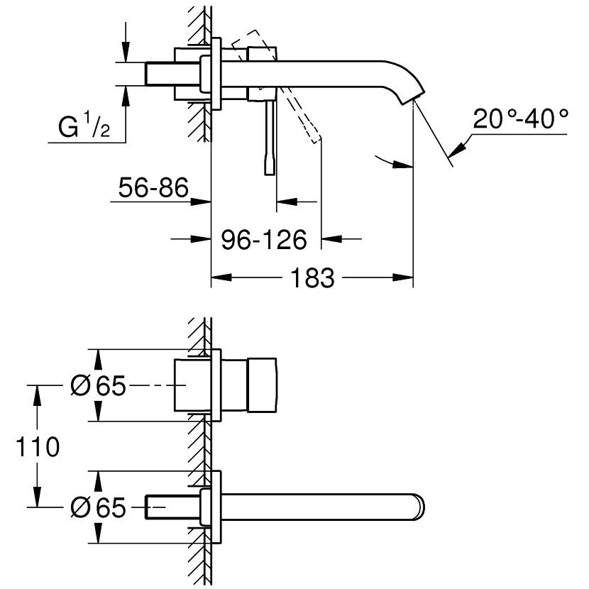 Baterie lavoar incastrata cupru Grohe Essence, M fara ventil [2]