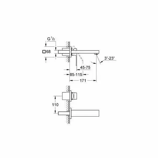 Baterie lavoar incastrata Grohe Eurocube S crom lucios [2]