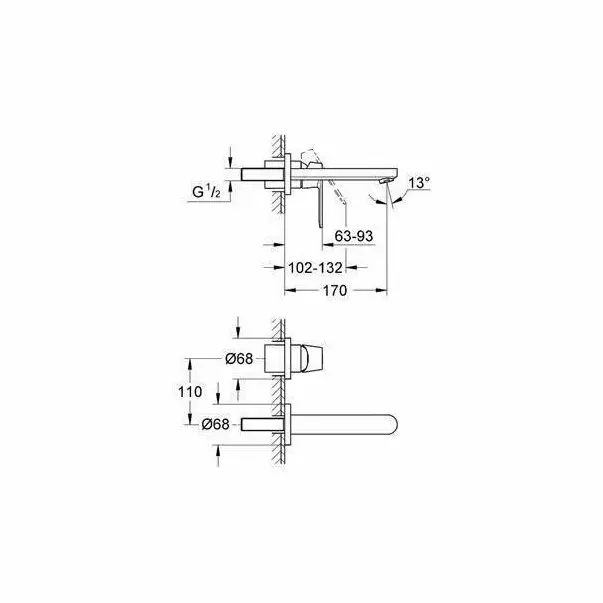 Baterie lavoar incastrata Grohe Eurosmart Cosmopolitan crom lucios [2]