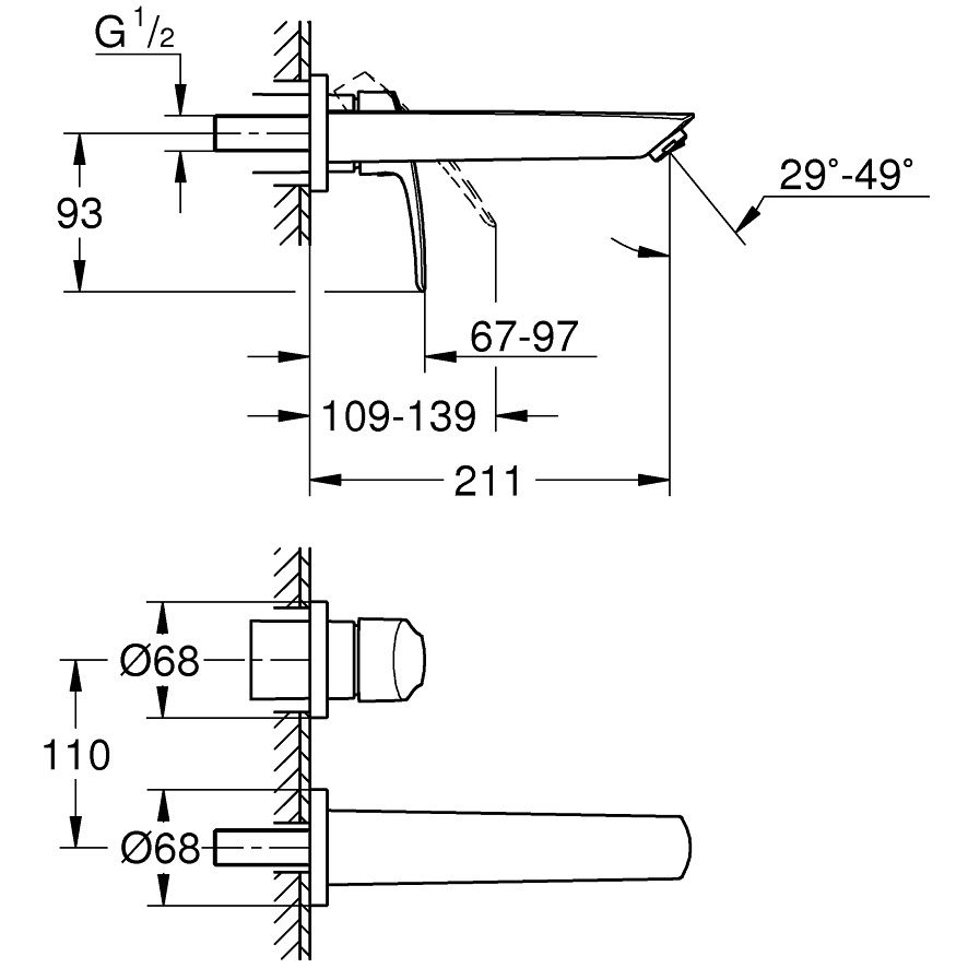 Baterie lavoar incastrata Grohe Eurosmart, marime M [4]