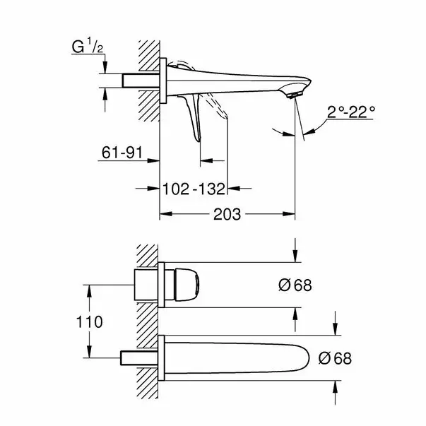 Baterie lavoar incastrata Grohe Eurostyle New maner alb loop [2]