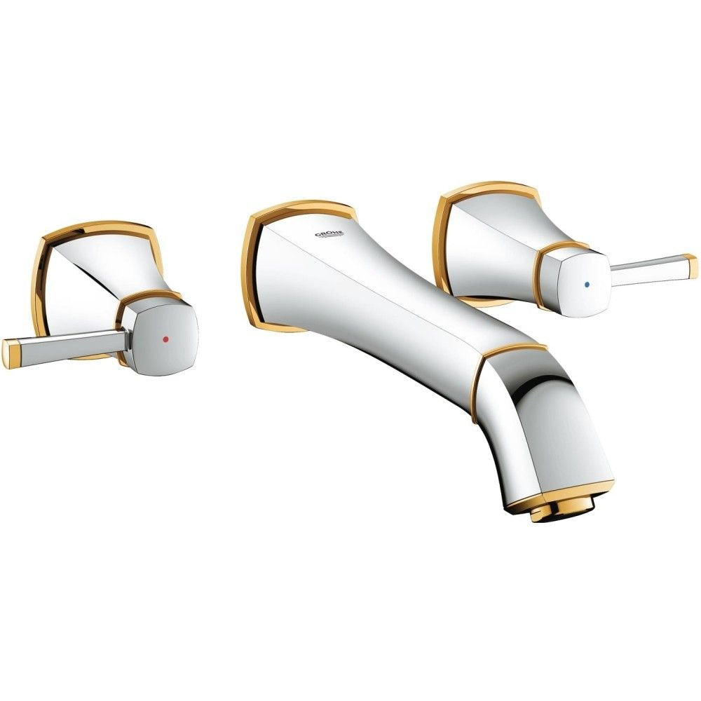 Baterie lavoar incastrata Grohe Grandera, dubla comanda, pipa 23 cm, manere aurii [1]