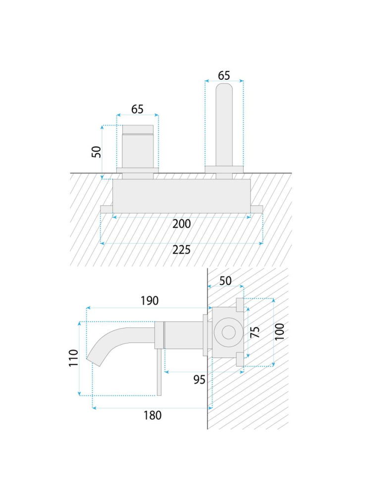 Baterie lavoar ingropata Rea Clif Titan PVD 200mm JS-W022GG [12]
