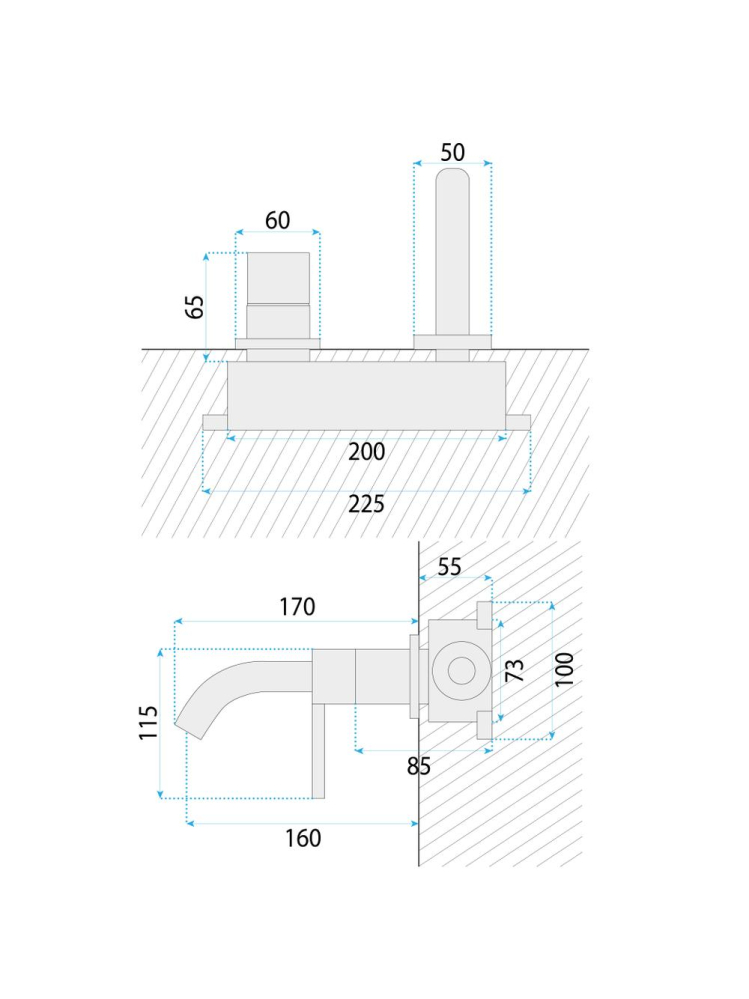 Baterie lavoar incastrata Rea Foster crom periat [6]