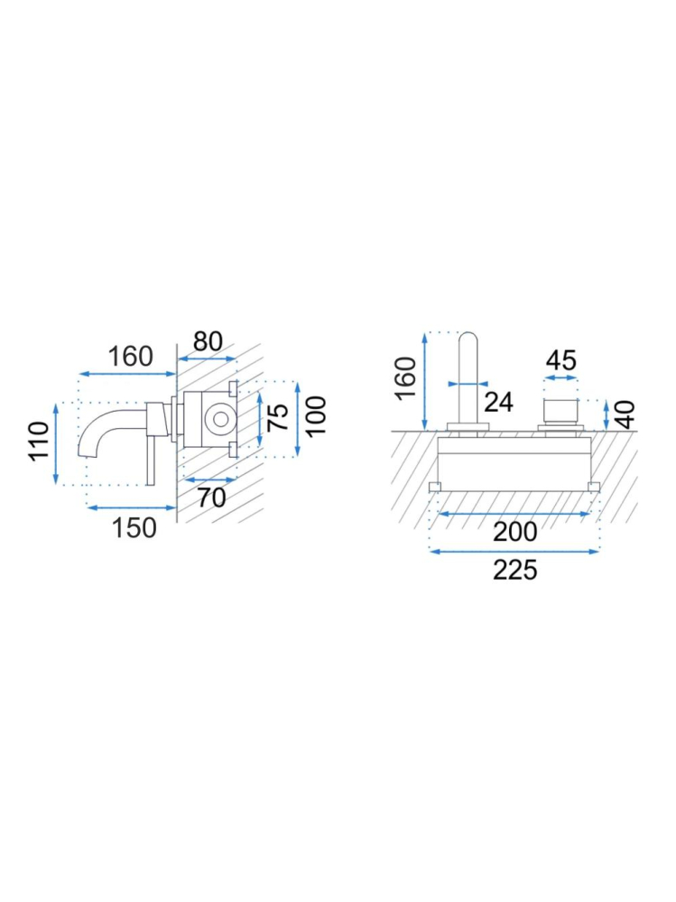 Baterie lavoar incastrata Rea Lungo + BOX cupru [5]