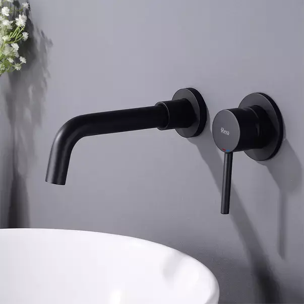 Baterie lavoar incastrata Rea Lungo negru mat cu corp ingropat [8]