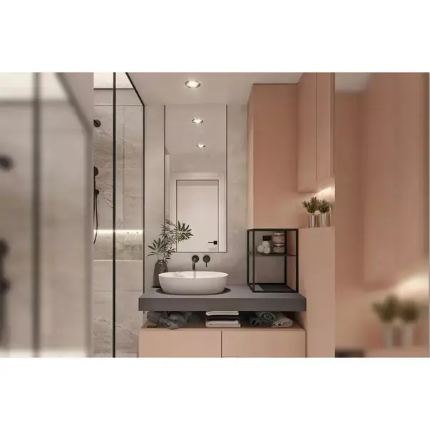 Baterie lavoar incastrata Rea Lungo negru mat cu corp ingropat [4]