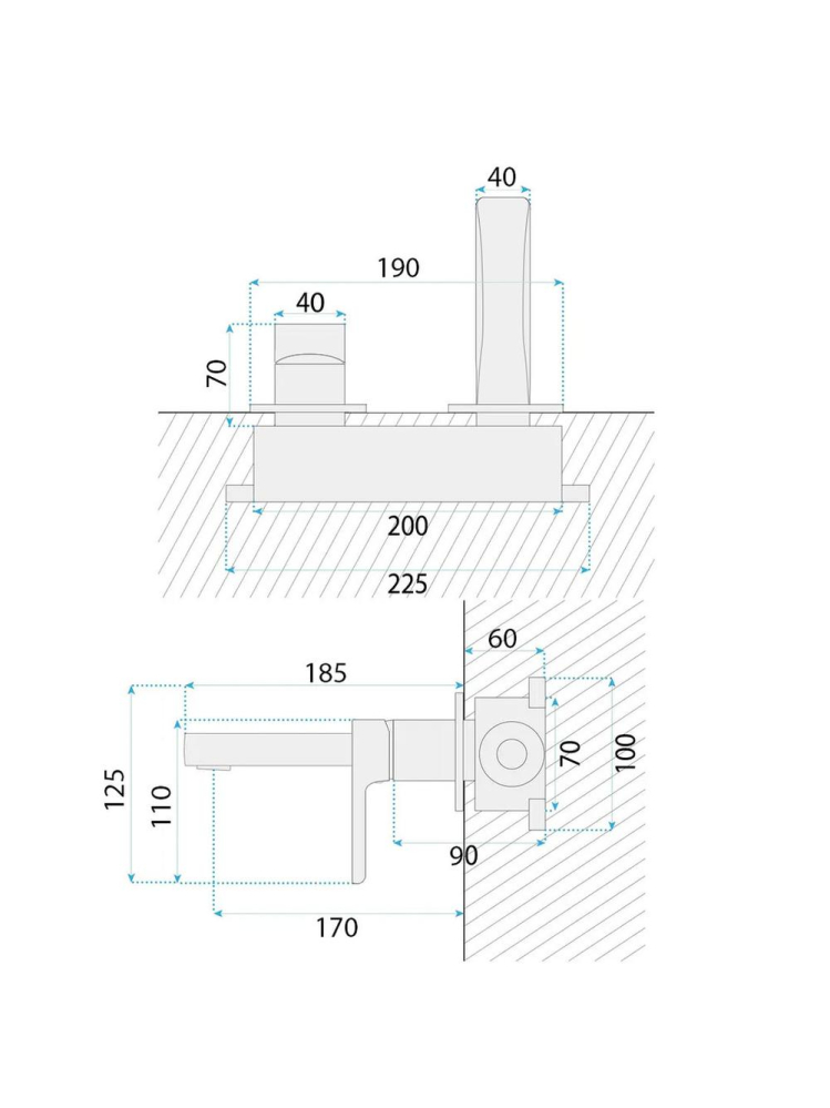 Baterie lavoar incastrata Rea Vision cupru periat PVD BOX 170 mm [12]