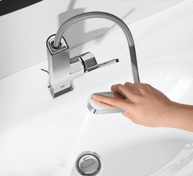 Baterie lavoar pe blat Grohe Plus, cu dus extractibil, ventil pop-up [2]