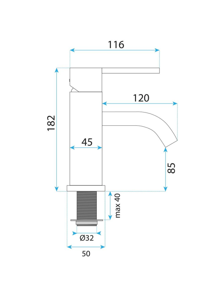 Baterie lavoar Rea Foster cupru periat PVD alamă 120mm înălțime 182mm montaj blat [11]
