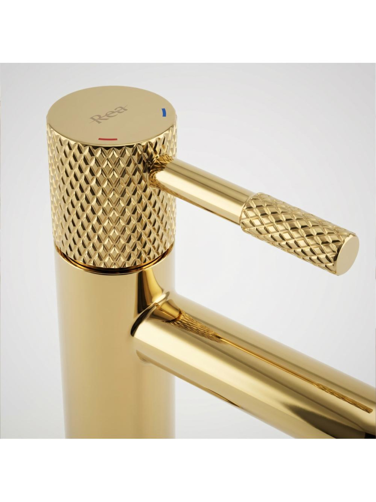 Baterie pentru lavoar Rea Venti auriu PVD 190mm pipa fixa 130mm montaj pe blat [8]