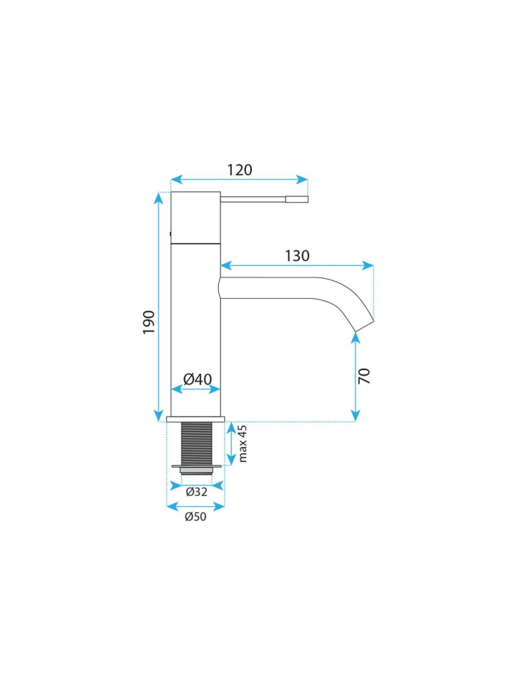 Baterie lavoar Rea Venti cupru PVD montaj blat 130 mm 190 mm [9]