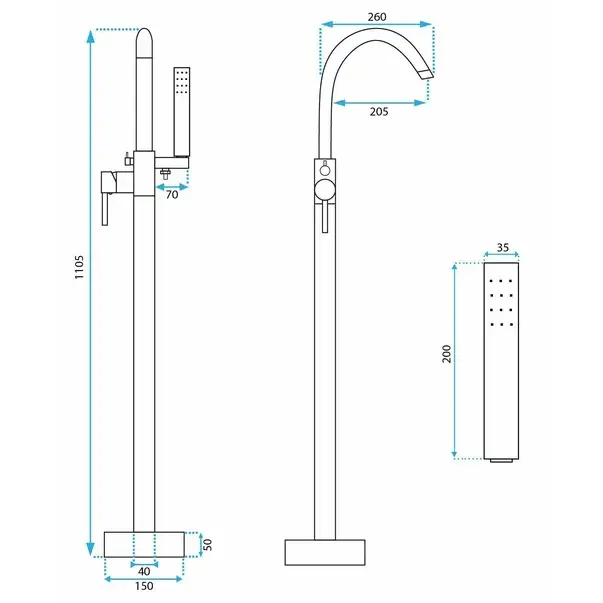 Baterie monocomanda pentru cada freestanding Rea Clark [6]