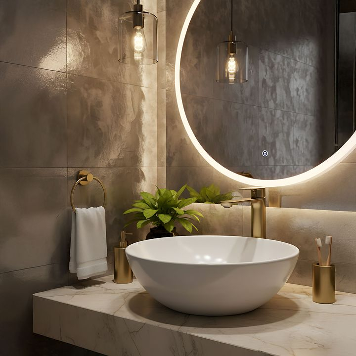 Baterie pentru baie Rea Drop auriu periat [5]