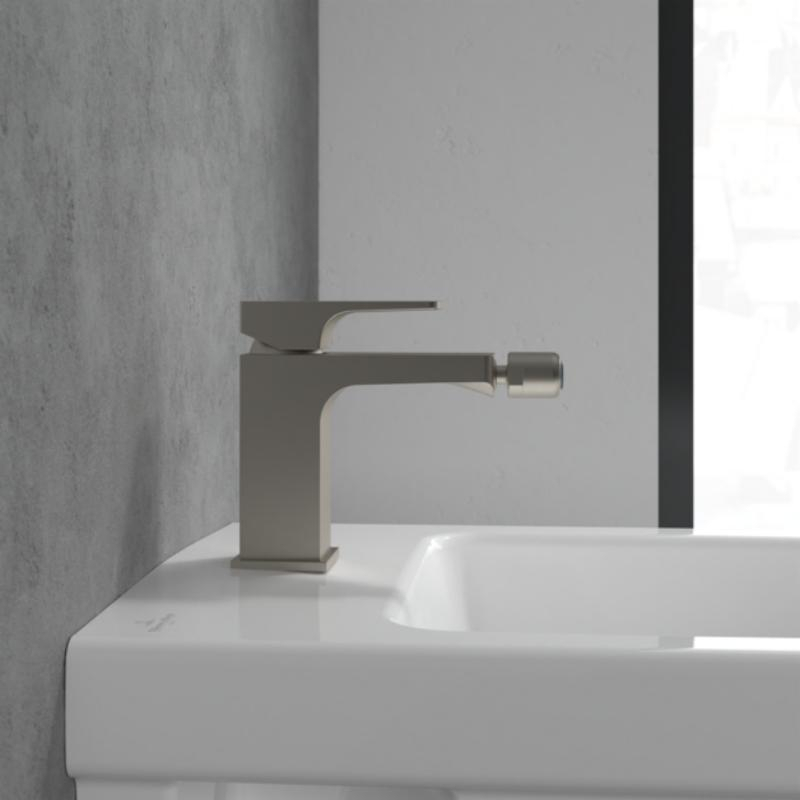 Baterie pentru bideu Villeroy&Boch, Architectura Square, cu ventil cu tijă, brushed nickel [3]