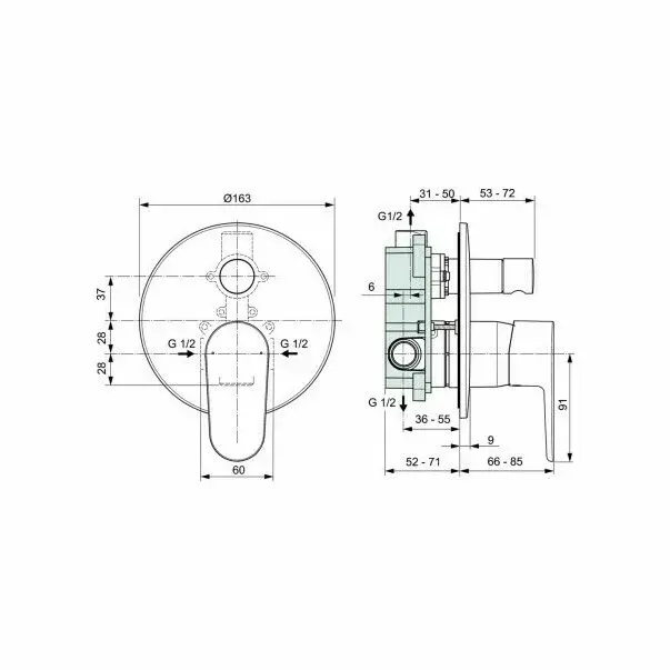 Baterie pentru cada Ideal Standard Cerafine O incastrata negru/crom [2]