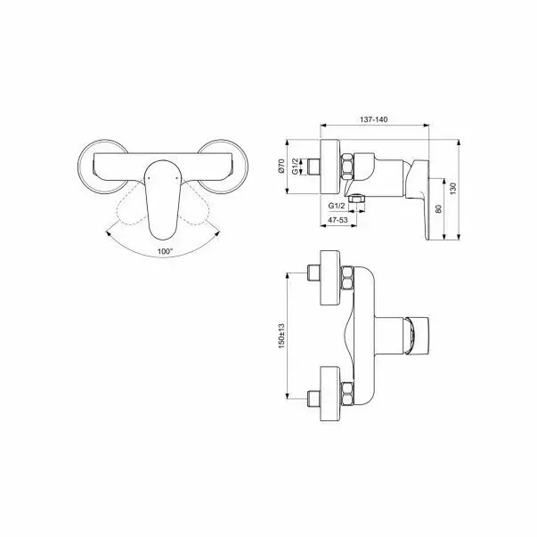 Baterie pentru dus Ideal Standard Cerafine O negru/crom [2]