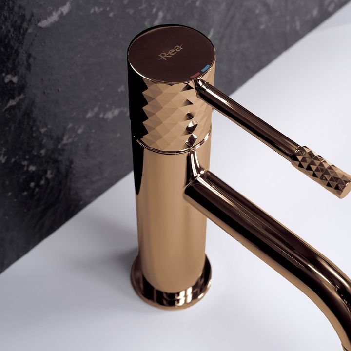 Baterie pentru lavoar Rea Lungo Diamond cupru [2]