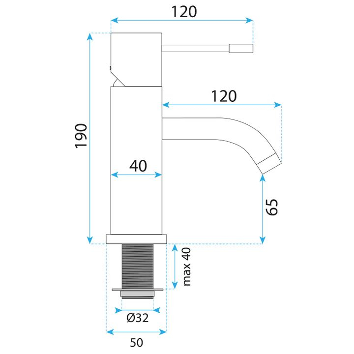 Baterie pentru lavoar Rea Lungo Diamond cupru [4]