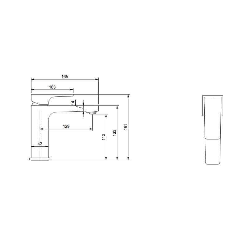 Baterie pentru lavoar Villeroy&Boch, Architectura Square 112, fără ventil , brushed gold [9]