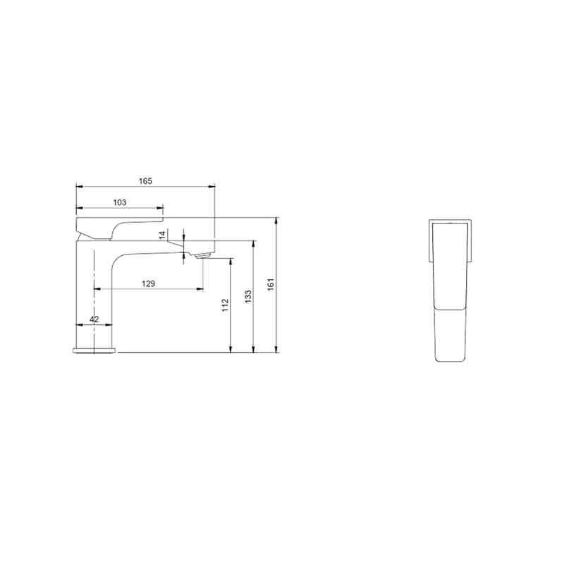 Baterie pentru lavoar Villeroy&Boch, Architectura Square 112, fără ventil , brushed nickel [9]