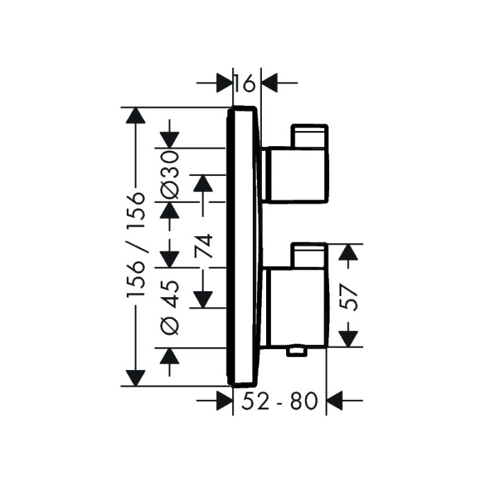 Baterie termostatata cada-dus Hansgrohe, Ecostat Square, cu montaj incastrat, crom [2]