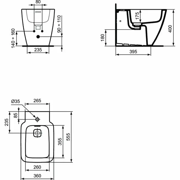 Bideu pe padoseala Ideal Standard Strada II BackToWall [4]