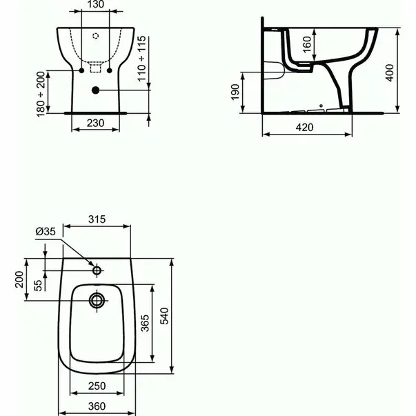 Bideu pe pardoseala BTW Ideal Standard Esedra [2]