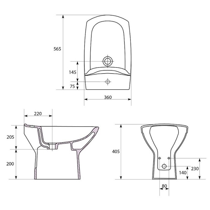 Bideu stativ Cersanit, Carina, rectangular, alb [2]