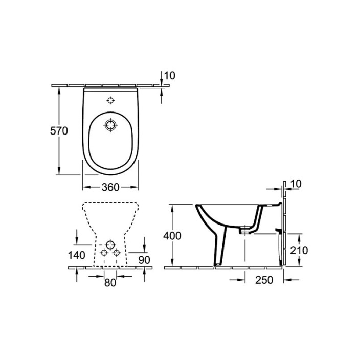 Bideu stativ Villeroy & Boch, O.Novo, rectificat, alb [2]