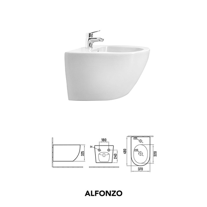 Bideu suspendat, Fluminia, Alfonzo, alb [4]