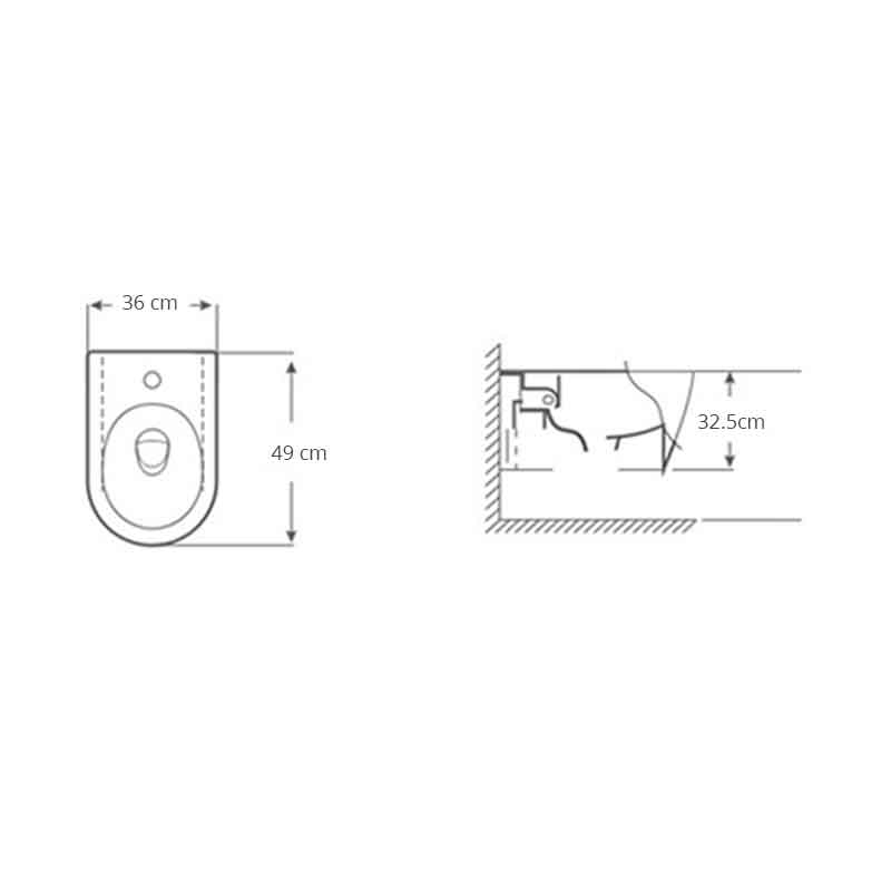 Bideu suspendat Fluminia Ricci cu fixare ascunsa 36 x 49 cm alb [4]