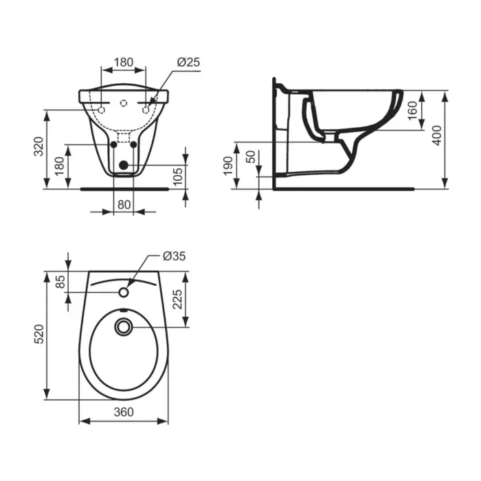 Bideu suspendat Ideal Standard Eurovit, V493101 [3]