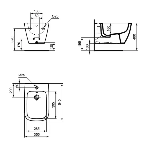 Bideu suspendat Ideal Standard I.life B gri lucios [3]