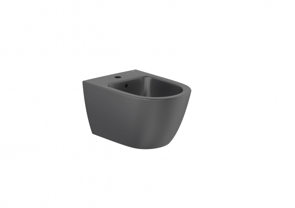 Bideu suspendat Roca Ona 36x53 cm capac inclus negru mat [2]