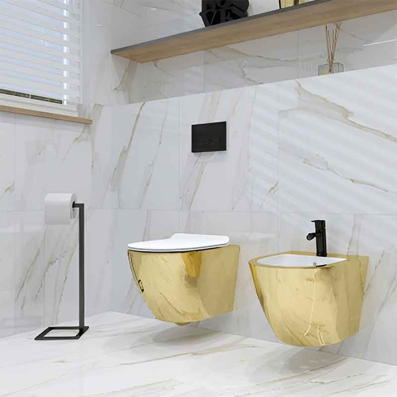 Bideu suspendat Spectrum, Trendi Gold White, cu fixare ascunsă, 36.5 x 49 cm, auriu-alb [3]