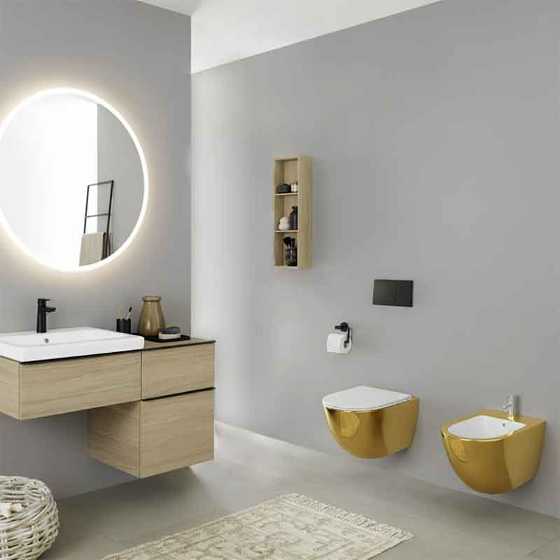 Bideu suspendat Spectrum, Trendi Gold White, cu fixare ascunsă, 36.5 x 49 cm, auriu-alb [2]