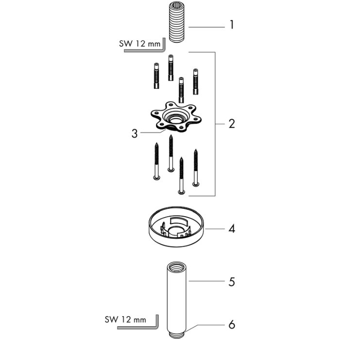 Brat de dus cu montaj pe tavan Hansgrohe, 10 cm, crom [3]