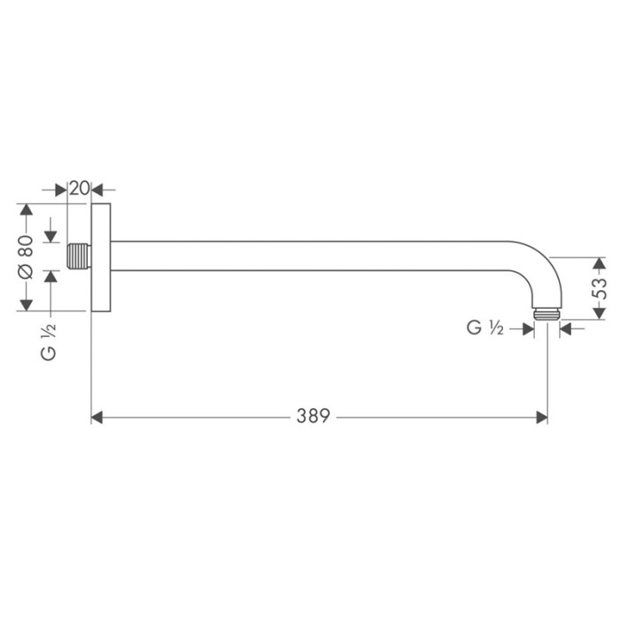 Brat de dus, cu prindere pe perete, Hansgrohe, alb mat [2]