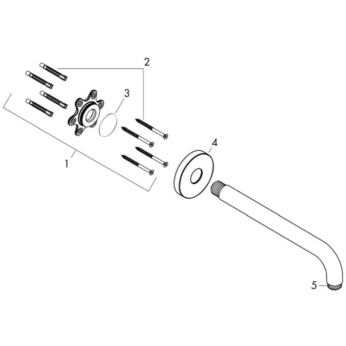 Brat de dus, cu prindere pe perete, Hansgrohe, alb mat [3]