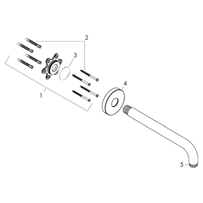 Brat de dus, Hansgrohe, lungime = 38,9 cm, crom [3]
