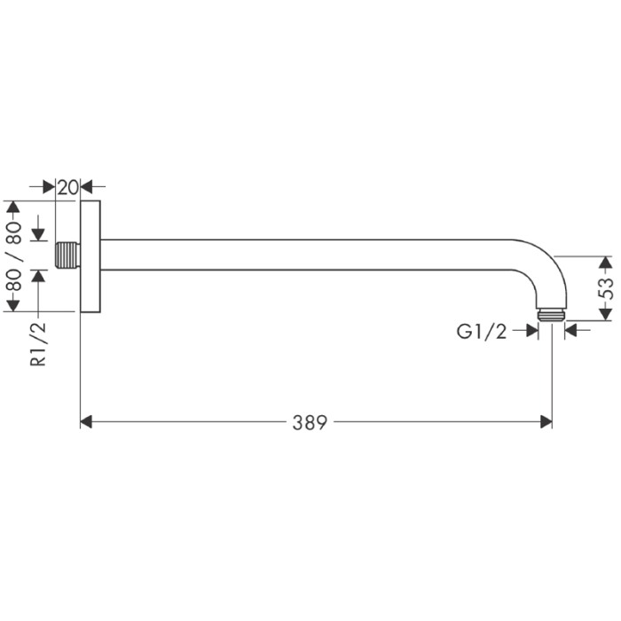 Brat de dus Hansgrohe, montaj pe perete, 38.9 cm, crom [2]