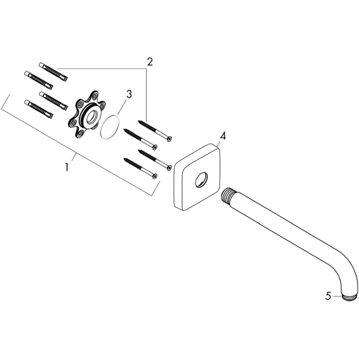 Brat de dus Hansgrohe, montaj pe perete, 38.9 cm, crom [3]
