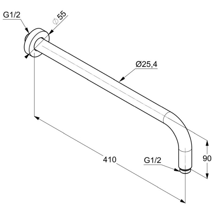 Brat de dus, Kludi, A-QA, cu montaj pe perete, negru mat [2]
