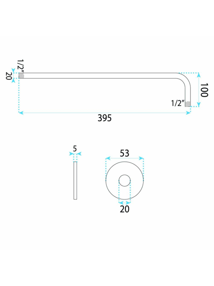 Brat dus rotund Rea JS-9021 40cm auriu periat inox montaj perete [9]