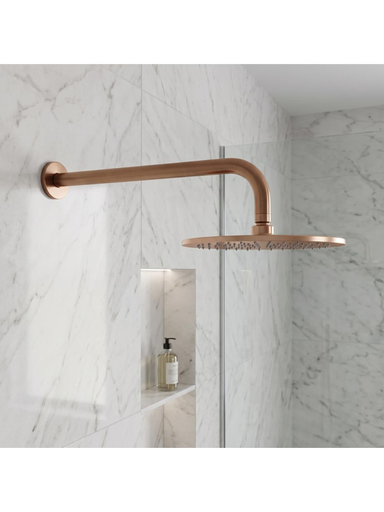 Brat dus rotund Rea JS-9021 40cm cupru periat inox montaj perete [6]