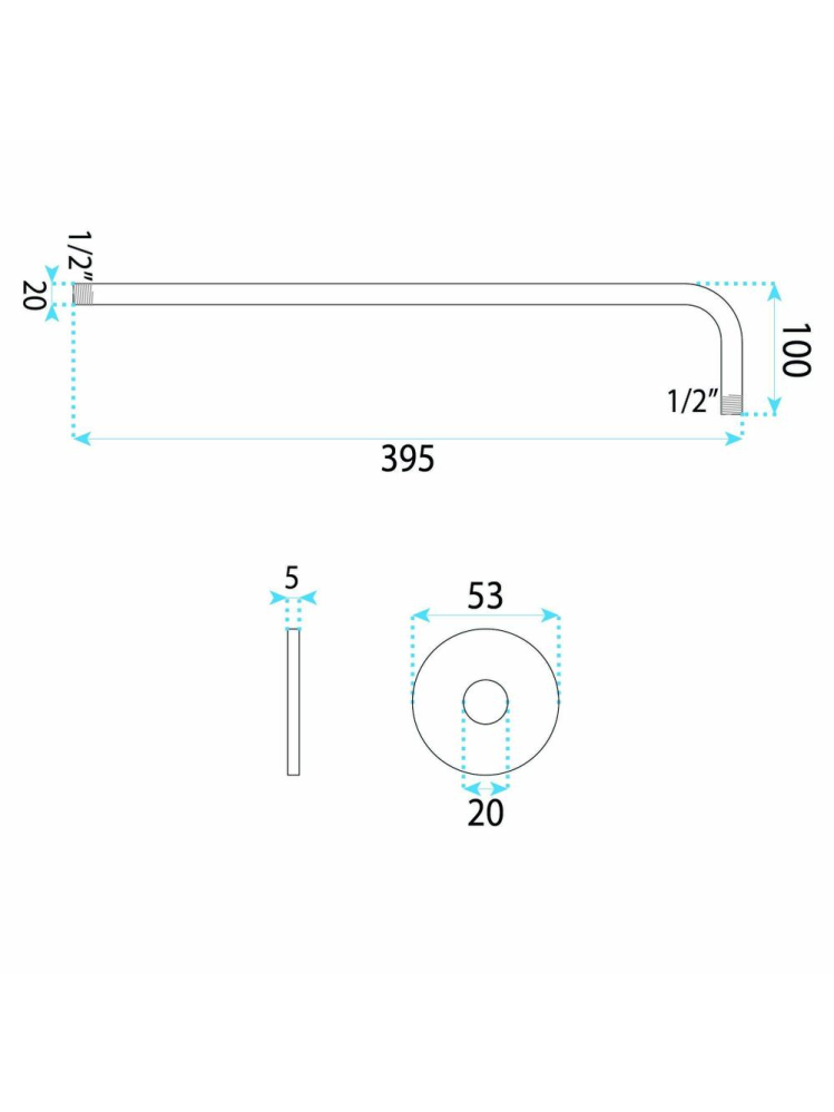 Brat dus rotund Rea JS-9021 40cm cupru periat inox montaj perete [9]