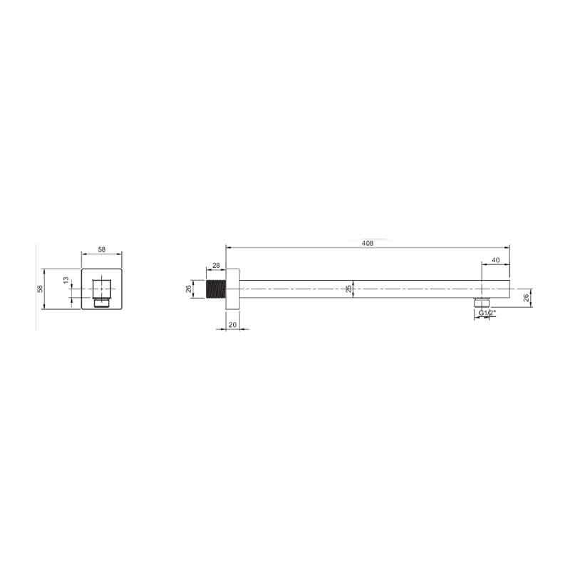Braț de duș Villeroy&Boch, Universal Showers, pătrat, 40 cm, brushed gold [6]