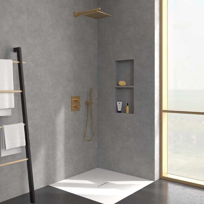 Braț de duș Villeroy&Boch, Universal Showers, pătrat, 40 cm, brushed gold [3]